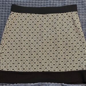 Apostrophe Black and White Geometric Knit Mini Skirt